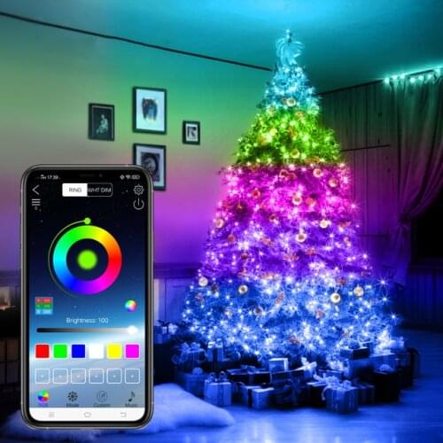 LED Strip Light For Christmas Decoration, Bluetooth App Remote Control Decorative New Year Christmas Tree Home Decor Natal
