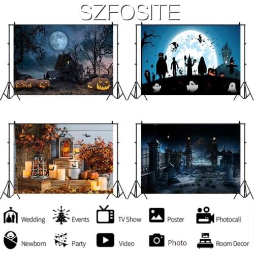 Pumpkin Devil Night Halloween Themed Backdrop Holiday Rave Party Family Room Decoration Photography Photo Child Vinyl Background