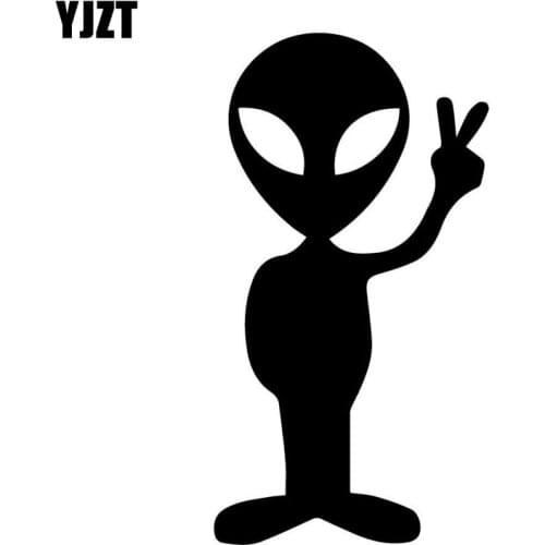 YJZT 6.8CM*12.7CM ALIEN PEACE Vinyl Decal Car Sticker UFO Aliens Black/Silver C3-0492