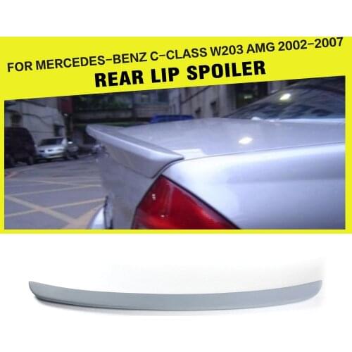 Rear Boot Lip Spoiler Trunk Sticker Wing For Benz C-Class W203 AMG Sedan 2002-2007 PU Unpainted Primer Grey