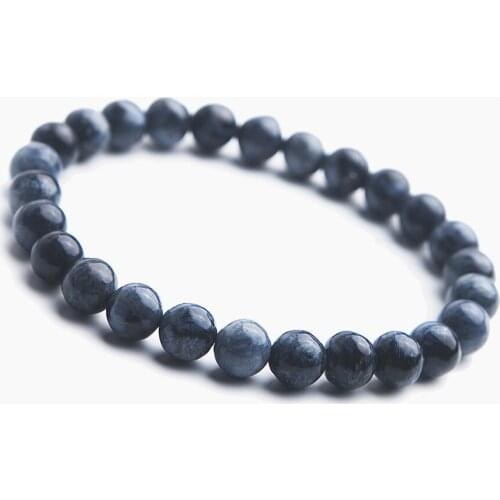 Genuine Natural Blue Pietersite Gems Stone Crystal Round Bead Bracelets For Women Lady 7mm