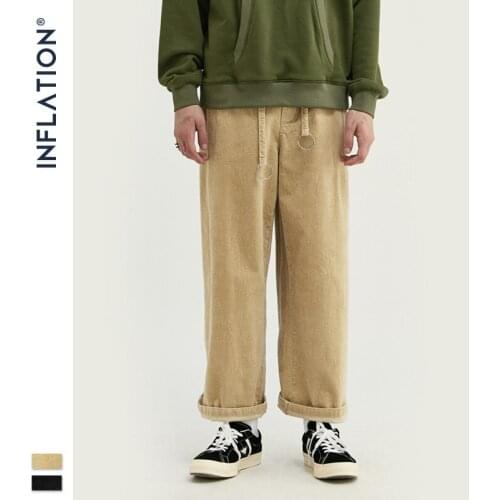 2020 Autumn/winter New Wave Brand Solid Color Retro Japanese Simple Loose Straight Tube Wick Velvet Pants