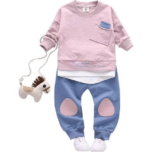 2PC Toddler Baby Boys Clothes Outfit Infant Boy Kids Shirt Tops+Pants Casual Clothing Long Sleeve Children Clothing Set Cotton