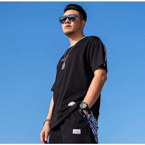 Summer Printed Cotton Short Sleeve T-shirt Round Neck Trend Oversize Loose Fashion Casual Mens Wear