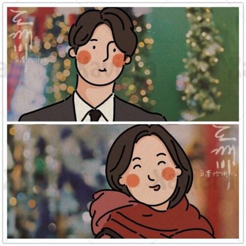 5D DIY Cartoon Diamond Embroidery Handmade Mural Diamond Painting Korean Drama Man Woman Portrait Gift Wall Art Full Square/Roun