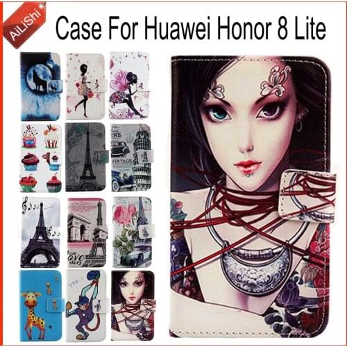 AiLiShi Factory Direct! For Huawei Honor 8 Lite Case Flip Wallet Holder Leather Case Cover Protective Bag 100% Special Phone