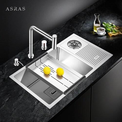 ASRAS-7643X High-pressure Automatic Stainless Steel Cup Rinser Kitchen Sink Milk Tea Shop Wine Bar Cup Washer Sink with Faucet