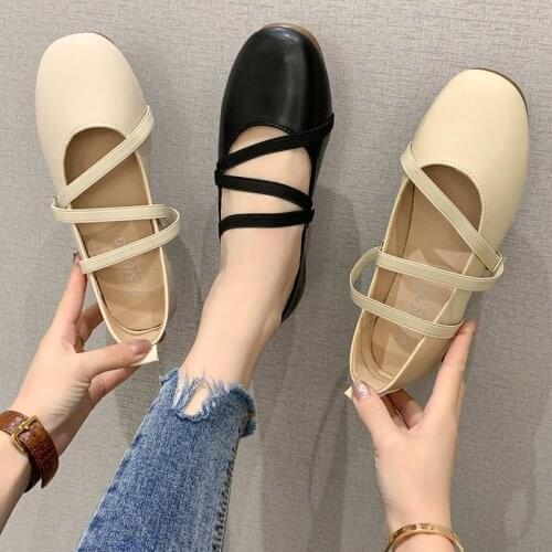 Spring Autumn Woman Ballet Flats Elastic Band Mary Janes Shoes Comfortable Ladies Slip on Flat Shoes Female Casual Shoe 9010L