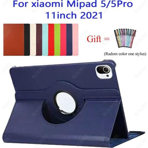 Tablet Funda Case for Xiaomi Mipad 5/5pro 11"(2021),360 Degree Rotating PU Leather Folding Stand Smart Cover Coque+Stylus Pen