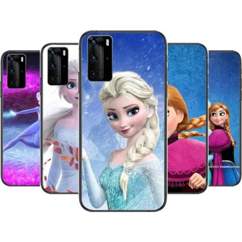 Beautiful Frozen Anna Elsa Phone Case For Huawei P40 p30 P20 10 9 8 Lite E Pro Plus Black Etui Coque Painting Hoesjes comic fas