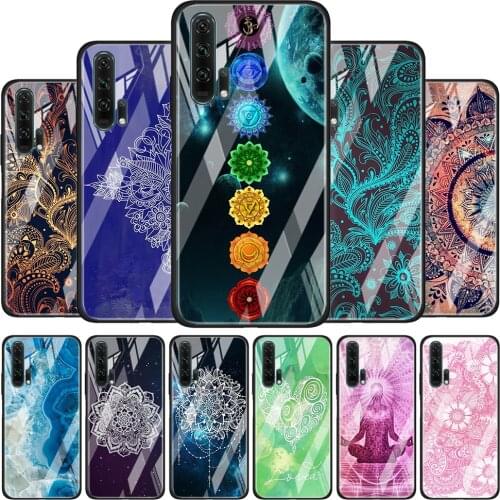 Mandala Chakra Yoga for Honor 30 20 10 9X Pro Plus Lite 8X Huawei Y8P Y6P Y5P Y9 Y7 Y6 2019 Tempered Glass Phone Case
