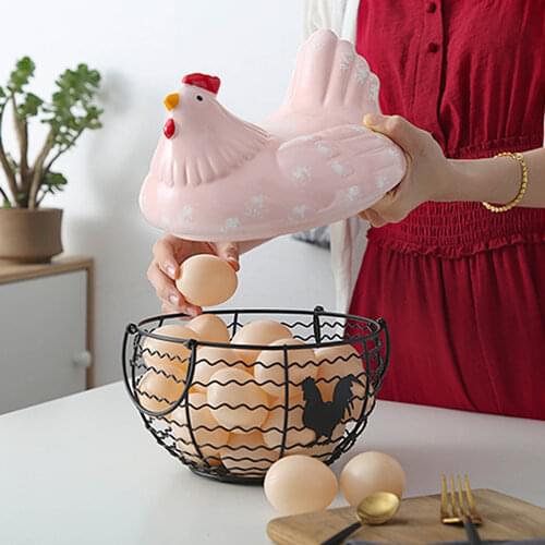 Innovative Metal Artificial Chick Design Egg Basket Bottom Non-slip Design Snacks Fruits Storage Holder For Storage Eggs Fruits