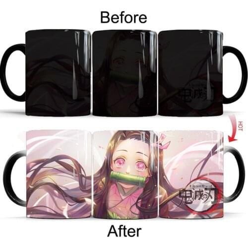 2019 New Demon Slayer Heat Temperature Sensitive Coffee Mug Color Changing Cartoon Anime Mug Creative Tea Milk Ceramic Cups