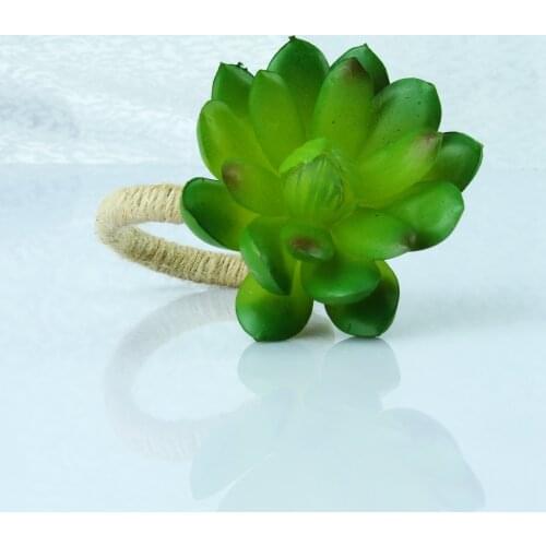 Free Shipping Artificial Green Plant Napkin Ring Holder 10 Pcs qn21011404