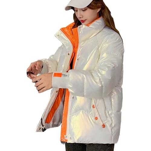 2021 Winter Overcoat new winter bright color matching stand collar short down jacket comfortable and warm 2101Y