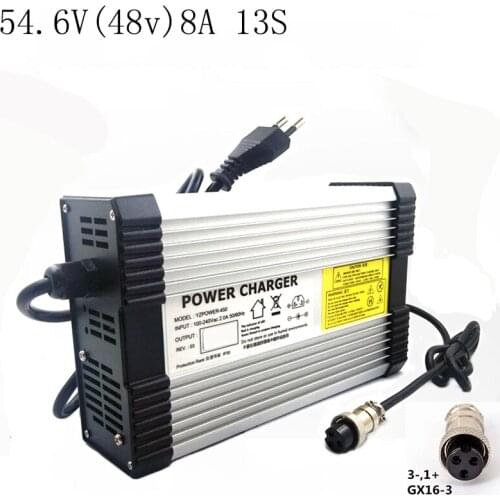 54.6V 8A Smart Fast Lithium Battery For 48V 13S Li-ion Battery Pack Electric bike Ebike Lipo Motor Bicycle