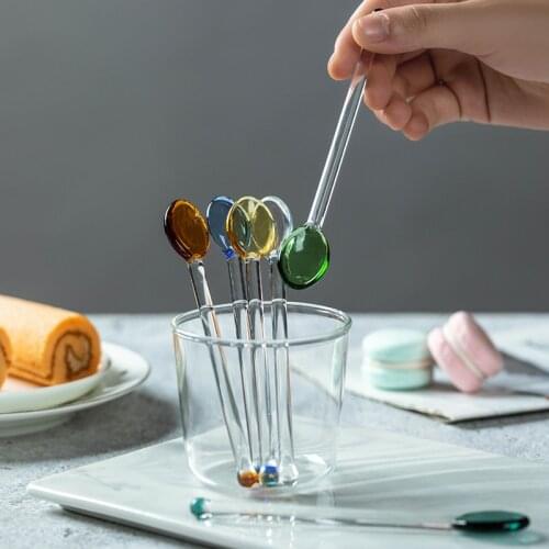 1PCS Tea Coffee Mixing Spoon Grass Spoon Long Handle Dessert Candy Color Teaspoons Drink Tableware