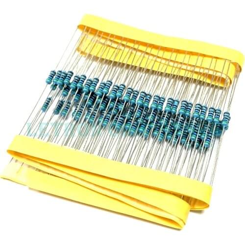 100pcs 1/4W Metal film resistor 1R ~ 1M 100R 220R 330R 1K 1.5K 2.2K 3.3K 4.7K 10K 22K 47K 100K 100 220 330 1K5 2K2 3K3 4K7 ohm