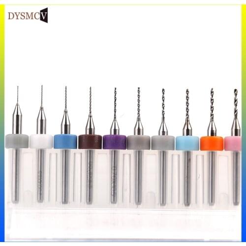 10pcs / set 0.1mm to 1.0mm PCB mini tungsten steel carbide drill for cnc printed circuit drilling machine