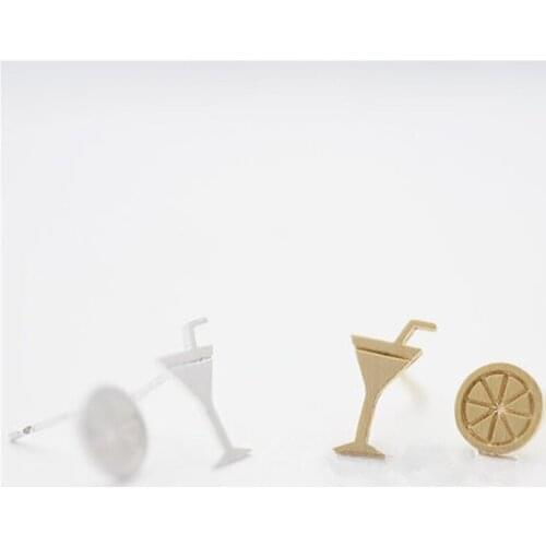 Fashion cocktail and lemon slice stud earrings Zinc alloy Stud Earrings for women