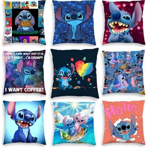 45x45cm Disney Stitch Cushion Cover Plush Toys Stitch Pillowcase Anime kawaii Pillow Cases car Home Decoration Christmas Gifts