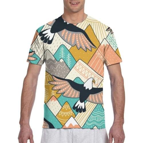 New Arrive Popular Ethnic Mountains And Eagles Tshirt Men t-shirt Harajuku Style T shirt Summer Tops