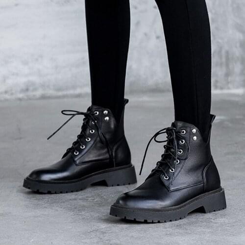 New style Genuine leather Martin boots Womens boots The European Autumn and winter Female boots cowhide Womens shoes