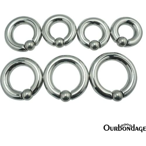 Ourbondage Rounded 7 Size Stainless Steel Beads Ball Penis Cock Ring Stretcher Scrotum Pendant Restraint For Men Gay Sex Toy