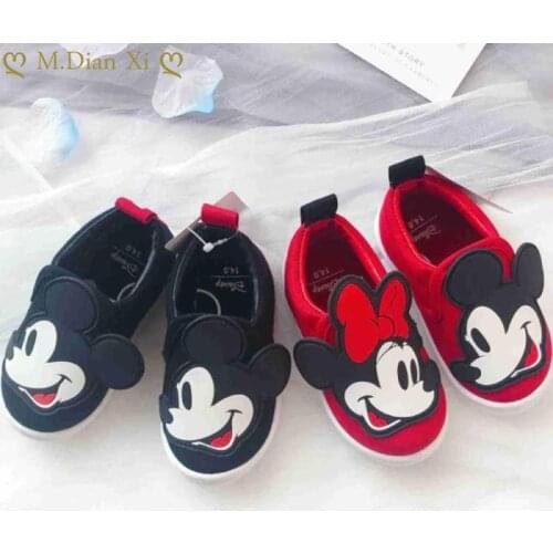 Disney Childrens Cartoon Minnie Mickey Non-slip Soft Bottom Boys and Girls Canvas Shoes Casual Sports Shoes New