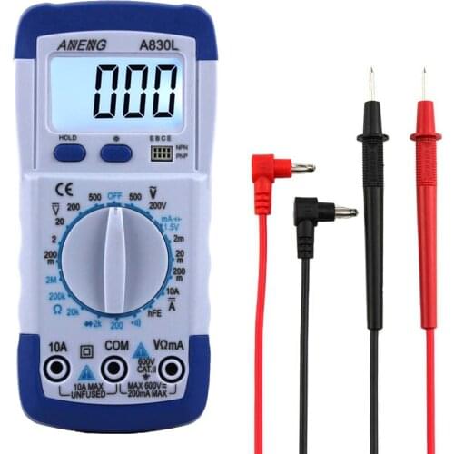 A830L Portable Digital Multitester Backlight Ammeter Voltmeter Handheld LCD Digital Multimeter Current Tester