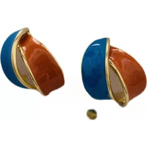 Retro-french drop-glazed shock-color minimalistic temperament Niche Design Stud