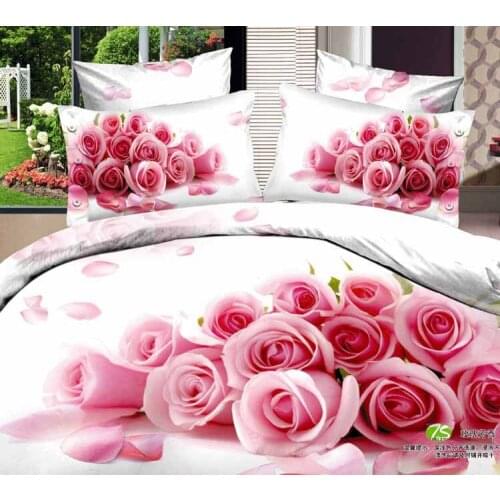 King size Luxury 3D Rose Bedding sets pink color Comforter Cover Set Bedlinen set Pillowcase for wedding quilt for bedroom
