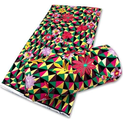 Cheapest Embroiderd African printed cotton wax fabric for wedding dress