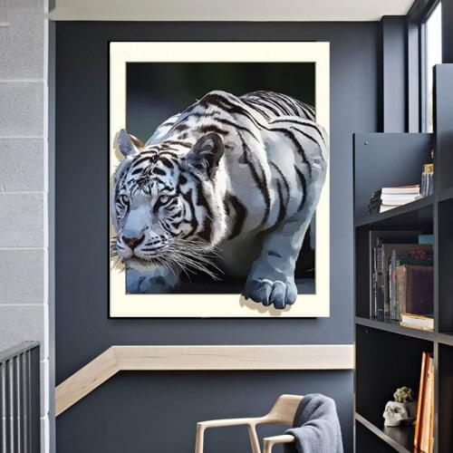 Diy Handwork Diamond Mosaic 5D Diamond Painting White Tiger picture of Rhinestones Full Diamond Embroidery Sale Decor art TY168