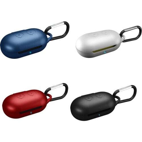 Silicone Earphone Case for Samsung Galaxy Buds Sport Bluetooth Headset Protective Cover Flip-open Anti-shock Case with Carabiner