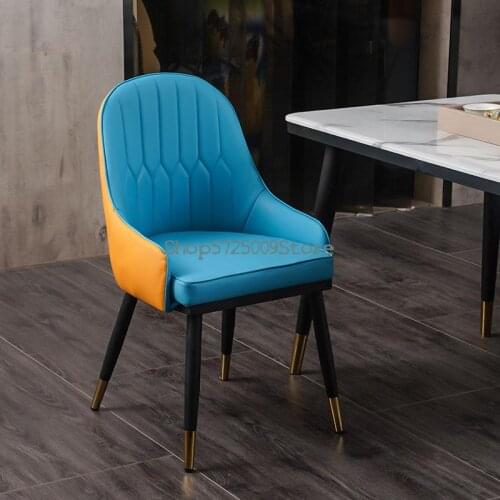 Nordic dining chair light luxury home simple modern backrest hotel stool makeup desk chair iron leisure dining table and chair