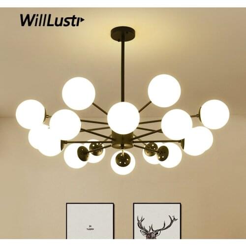 Glass Ball Pendant Lamp DNA Suspension Light Restaurant Hall Hotel Bedroom Blue White Clear Amber Iron Modern Hanging Lighting