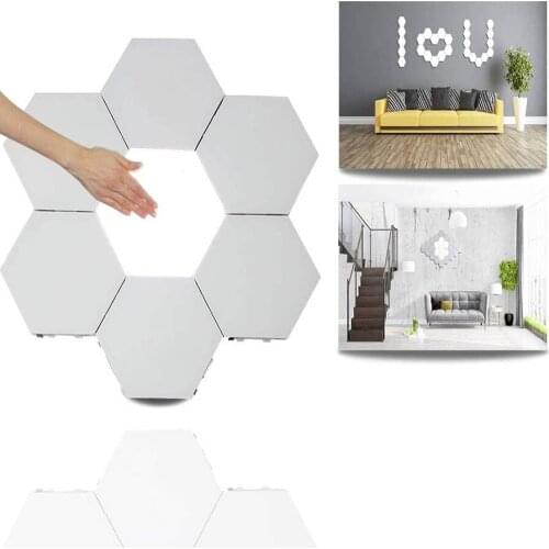 LED Quantum Lamp Modular Touch Sensitive Sensor Lighting Decorative Wall Lamps DIY Hexagonal Magnetic Honeycomb Night Lights