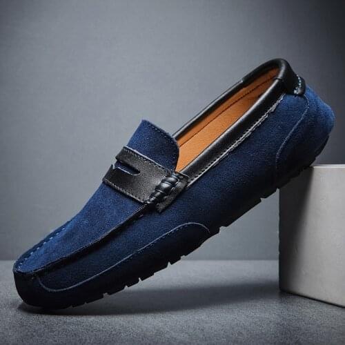 Vintage Mens Shoes Mens Slip on Shoes Men Casual Suede Flats Male Breathable Comfortable Loafers Fashion Man Footwear Plus Size