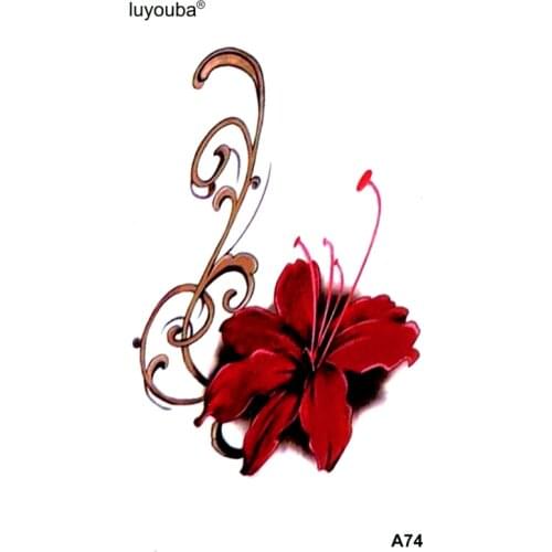 Azalea Flower Waterproof Temporary Tattoos Men Tatoo Temporary Sticker Body Arts Flash Tattoo tatouage Temporaire Henna Tattoo