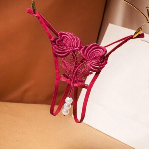 Women Erotic Panties Cute Sexy Crotchless Lingerie for Sex Open Crotch Underwear Couple Sex Wear Flirty G-string with Pearl