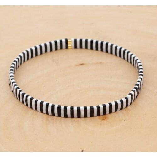 Black and White Pattern Womens Bracelet with Tila Beads Jewelry Unique Bracelets Men Jewellery Armband Handmade Gift