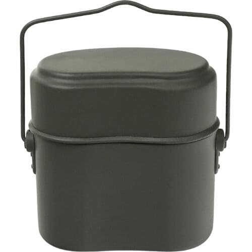 1.2L/1.5L Outdoor Military Canteen Mess Tin Kit Camping Cookware Lunch Box Cooking Pot for Backpacking Fishing Hiking Picnic