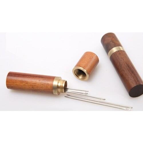 1pc Useful Leather Craft Sewing Needles Case Wood Box Embroidery Knitting Needle Holder