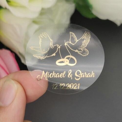 100 Pieces Personalized Customized Hennaday Baptism Wedding Engagement Anniversary Party Favors Stickers Shiny Gold Foil
