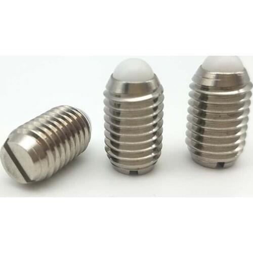 2pcs M16 Slotted nylon head bead positioning screws ball plunger headless spring beads screw stainless steel bolt 24mm-40mm long