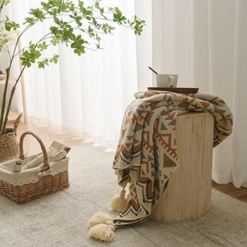 2021 Hot Bohemian Geometric Blanket Jacquard Tassels Soft Chair Cover for Bed Couch Decorative Sofa Throw Blankets Colorful