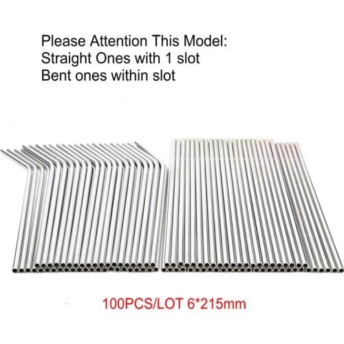 215x6mm 100PCS/LOT Reusable Straw High Quality 304 Stainless Steel Metal Straw For Mugs 20/30oz