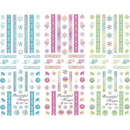 3PCS/LOT HOT SERIAL FULL PAGE MOSAIC POETIC NAIL TATTOOS STICKER 3 DESIGNS IN 1 WATER DECAL NAIL ART HOT148-165