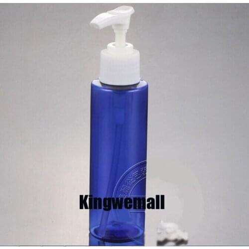300PCS/LOT 100ml Blue Plastic Lotion Pump Bottle,100cc Pet Bottle With Press Pump, 100ml PET Cream Bottle